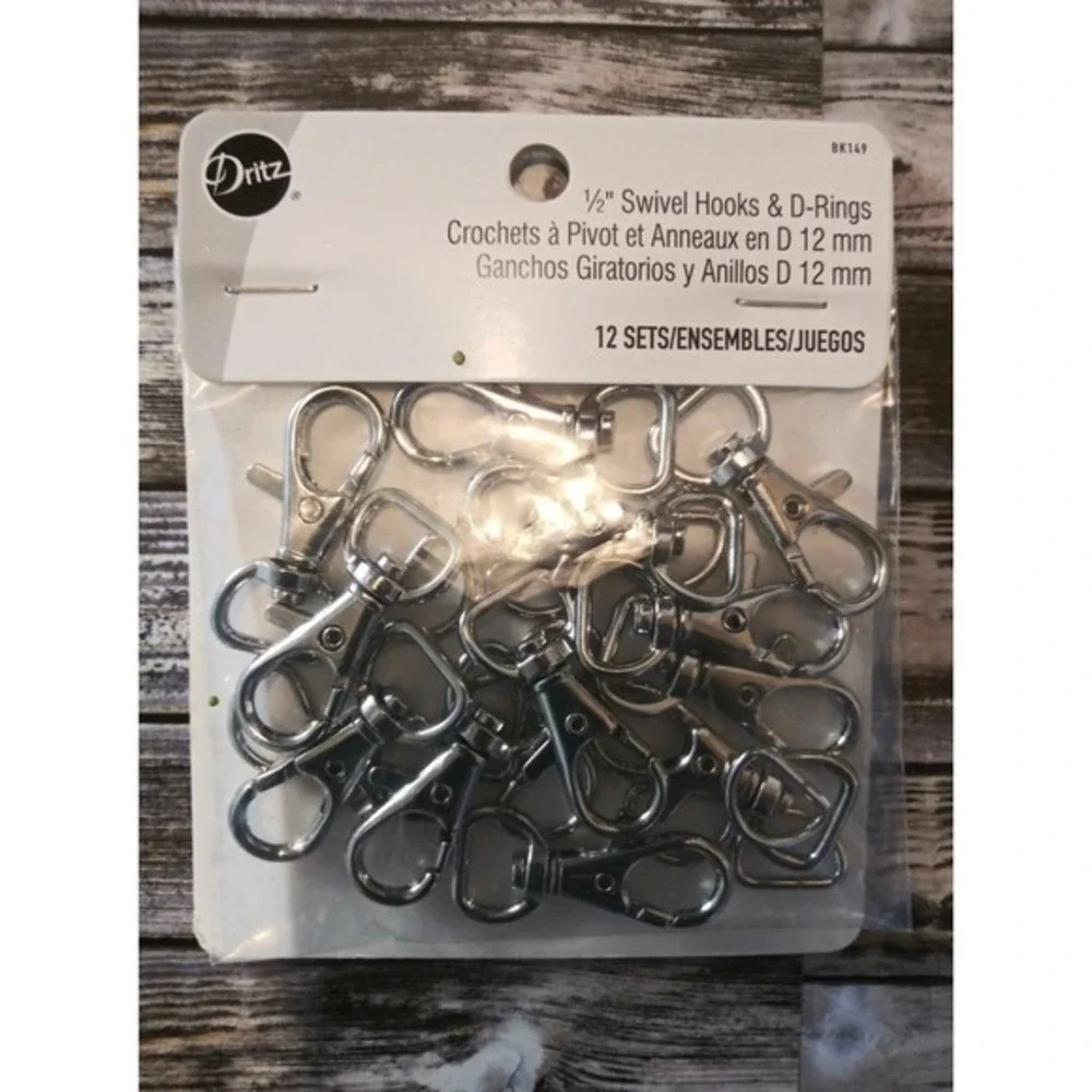 Dritz 1/2 Swivel Hook with D Rings 12pc Package NEW